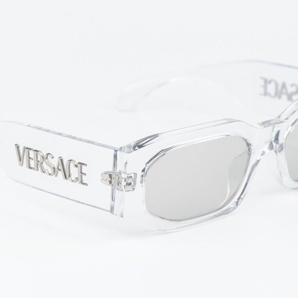Versace Women Sunglasses Transparent Mirror Silver Rectangle VE4489U 148/8V